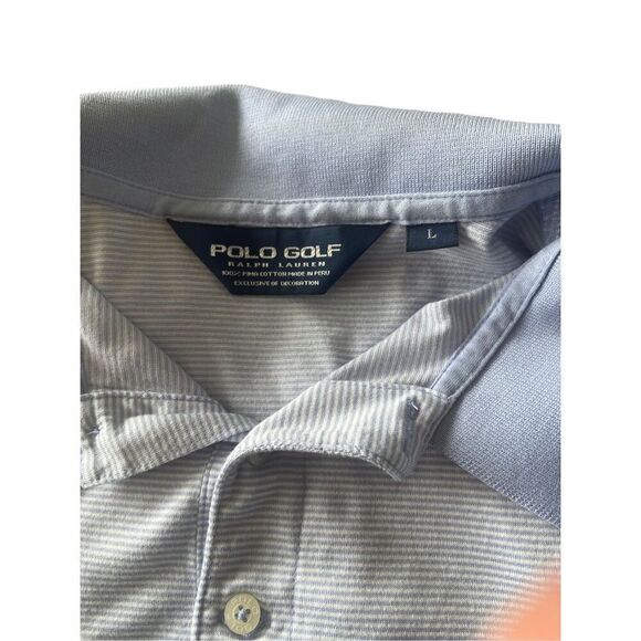 Polo Ralph Lauren Golf Men's Periwinkle Pinstripes Collared Polo Shirt Size L - Picture 6 of 9